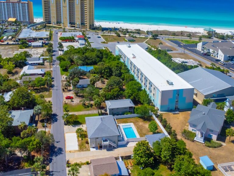Aerial view of Sundial Suites at 318 Sundial Street Panama City Beach