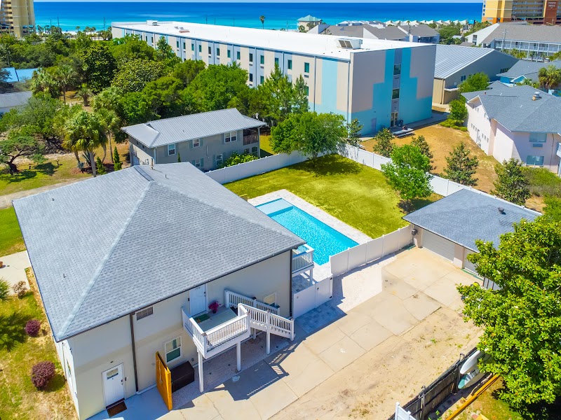 Beach access from Sundial Suites — aerial view of the West End of PCB